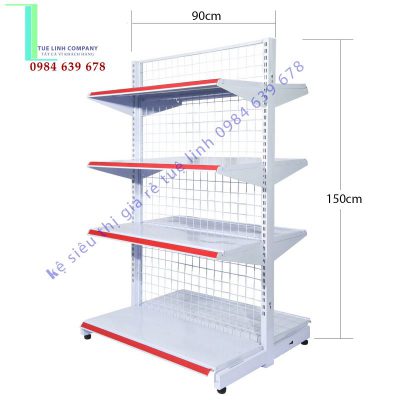 Kệ siêu thị đôi lung lưới cao 1.5m x dài 0.9m