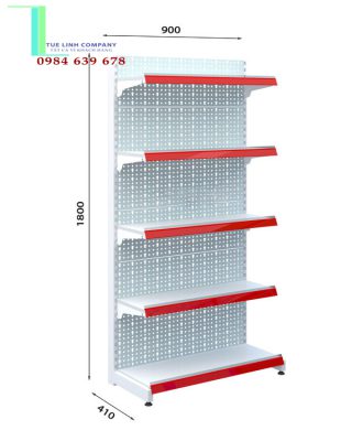 Kệ siêu thị đơn tôn đục lỗ cao 1.8m x dài 0.9m