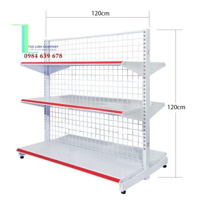 Kệ siêu thị đôi lưng lưới cao 1.2m x dài 1.2m