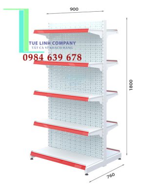 kệ siêu thị đôi tôn đục lỗ cao 1.8m x dài 0.9m