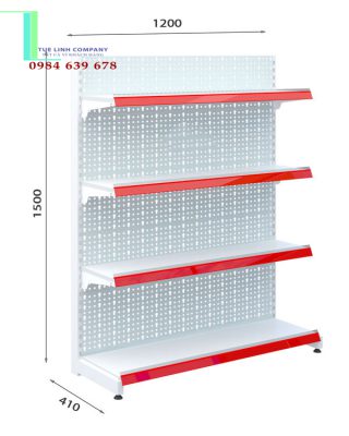 Kệ siêu thị đơn tôn đục lỗ cao 1.5m x dài 1.2m