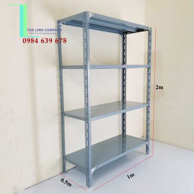 Kệ sắt V lỗ cao 2m x rộng 0.5m x dài 1m