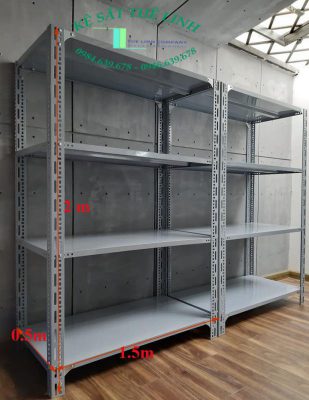 kệ sắt V lỗ cao 2m x rộng 0.5m x dài 1.5m
